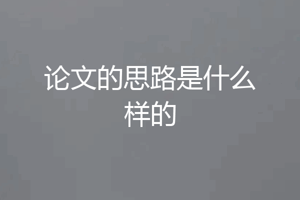 论文的思路是什么样的