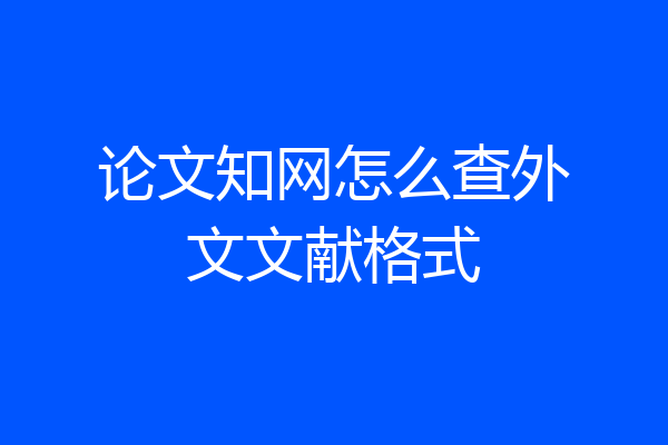 论文知网怎么查外文文献格式