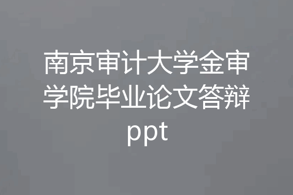 南京审计大学金审学院毕业论文答辩ppt
