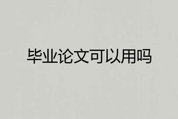 毕业论文可以用吗