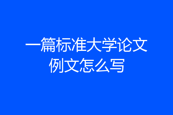 一篇标准大学论文例文怎么写