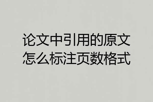 论文中引用的原文怎么标注页数格式