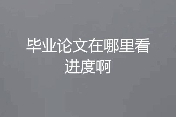 毕业论文在哪里看进度啊