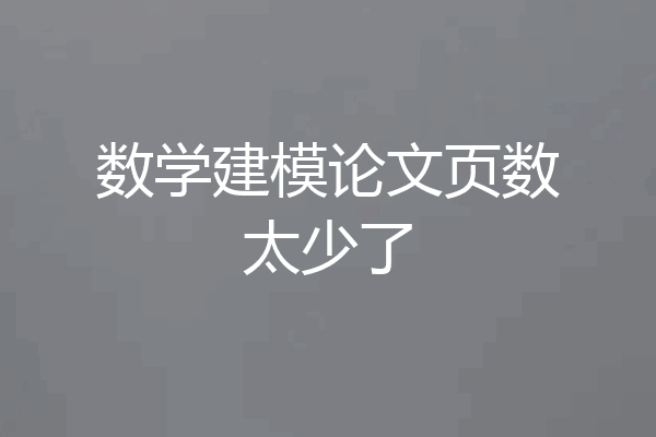 数学建模论文页数太少了
