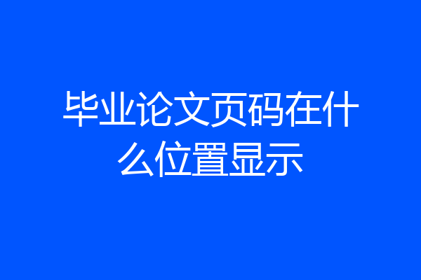 毕业论文页码在什么位置显示