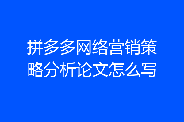 拼多多网络营销策略分析论文怎么写