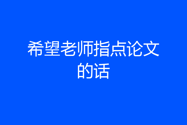 希望老师指点论文的话
