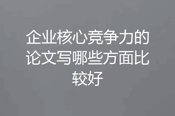 企业核心竞争力的论文写哪些方面比较好