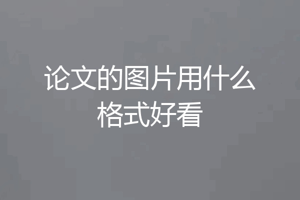论文的图片用什么格式好看