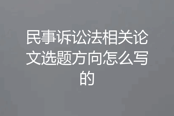 民事诉讼法相关论文选题方向怎么写的