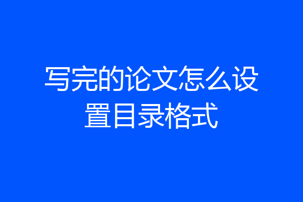 写完的论文怎么设置目录格式