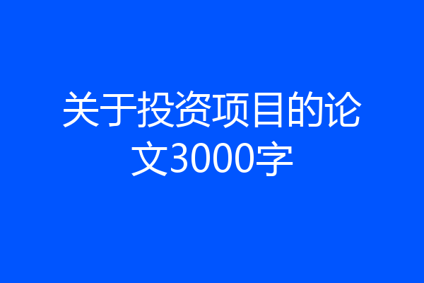 关于投资项目的论文3000字