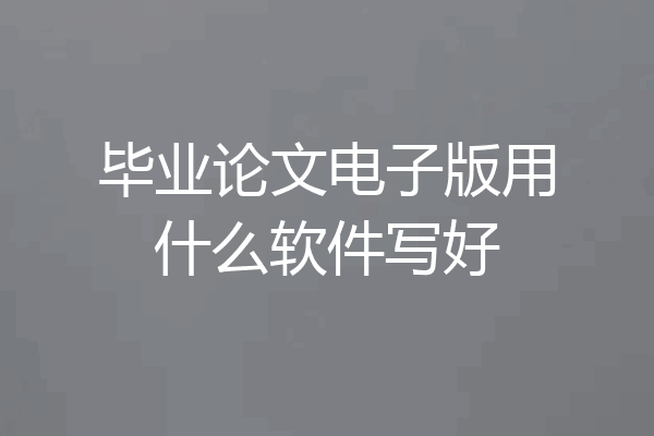 毕业论文电子版用什么软件写好