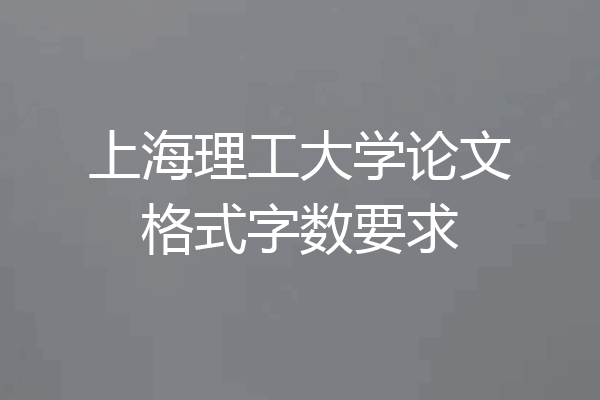 上海理工大学论文格式字数要求