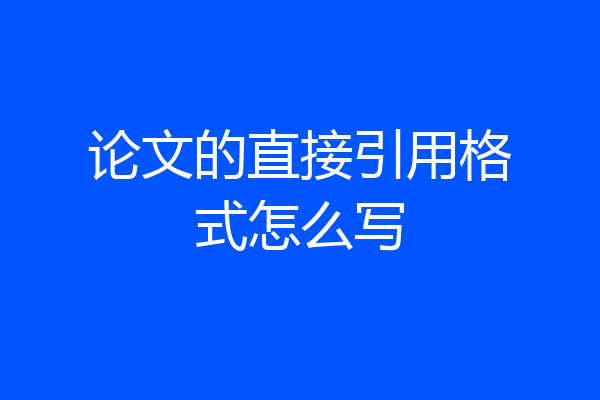 论文的直接引用格式怎么写