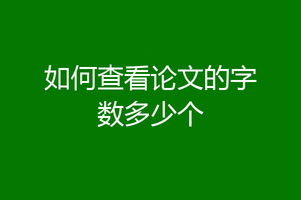 如何查看论文的字数多少个