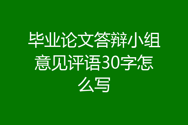 毕业论文答辩小组意见评语30字怎么写