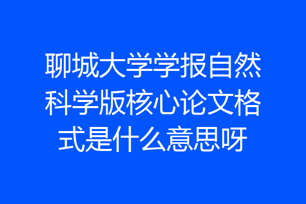 聊城大学学报自然科学版核心论文格式是什么意思呀