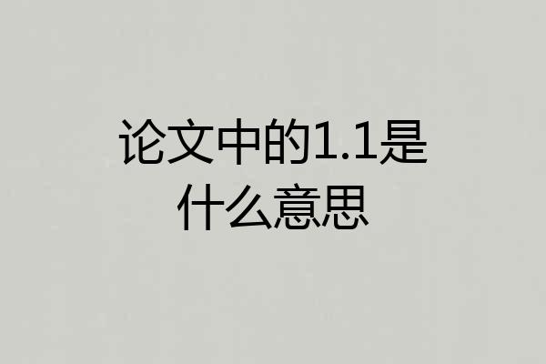 论文中的1.1是什么意思