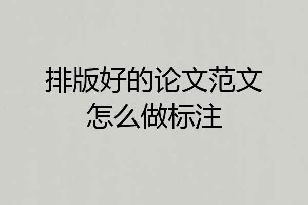 排版好的论文范文怎么做标注