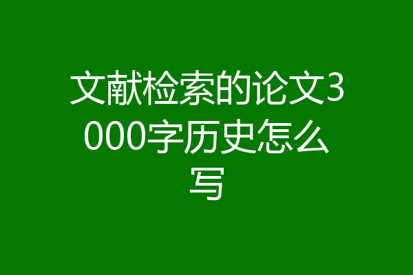 文献检索的论文3000字历史怎么写