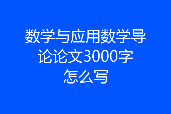 数学与应用数学导论论文3000字怎么写