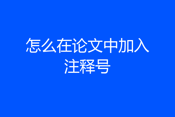 怎么在论文中加入注释号