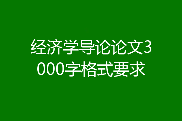 经济学导论论文3000字格式要求