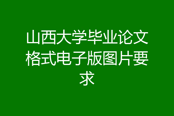 山西大学毕业论文格式电子版图片要求