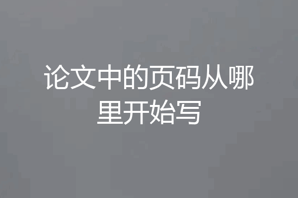 论文中的页码从哪里开始写