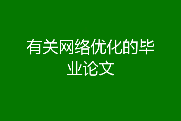 有关网络优化的毕业论文