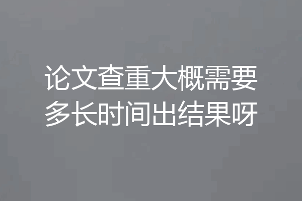 论文查重大概需要多长时间出结果呀