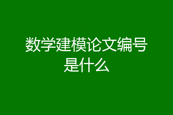 数学建模论文编号是什么