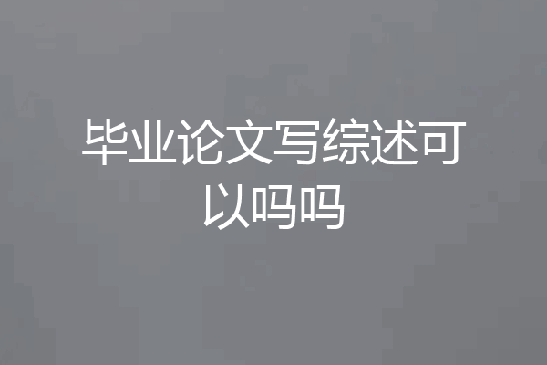 毕业论文写综述可以吗吗