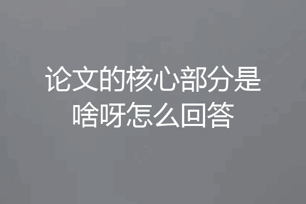 论文的核心部分是啥呀怎么回答