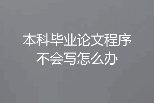 本科毕业论文程序不会写怎么办