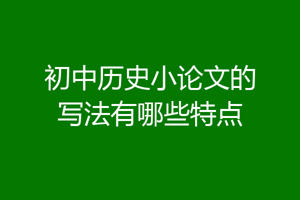 初中历史小论文的写法有哪些特点