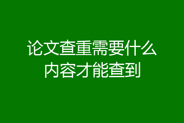 论文查重需要什么内容才能查到
