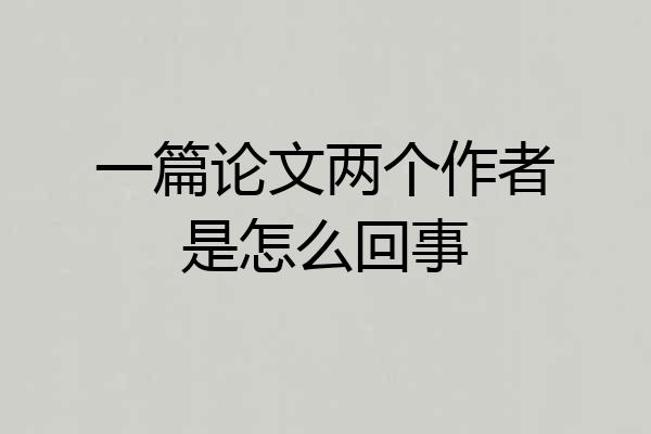一篇论文两个作者是怎么回事