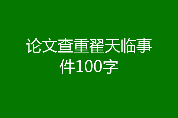 论文查重翟天临事件100字