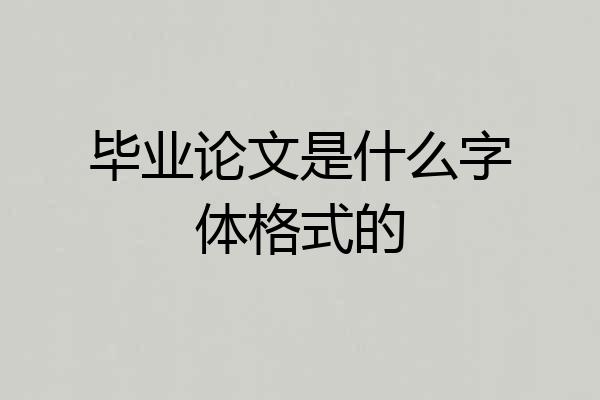 毕业论文是什么字体格式的