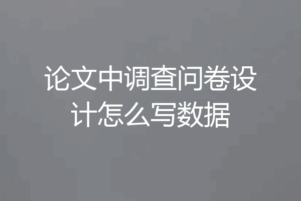 论文中调查问卷设计怎么写数据