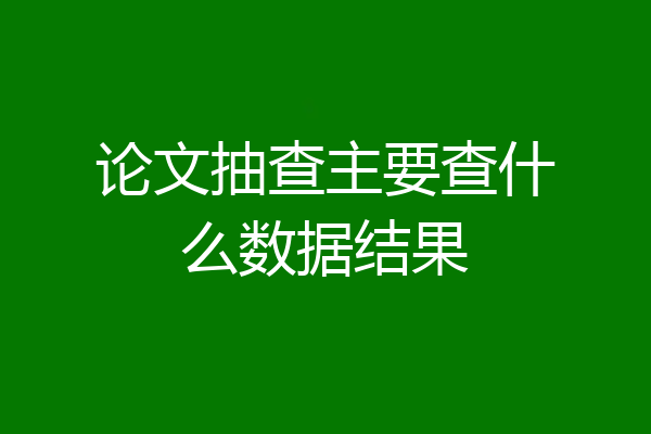 论文抽查主要查什么数据结果