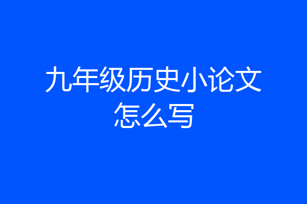 九年级历史小论文怎么写