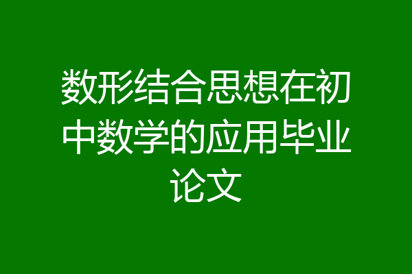 数形结合思想在初中数学的应用毕业论文