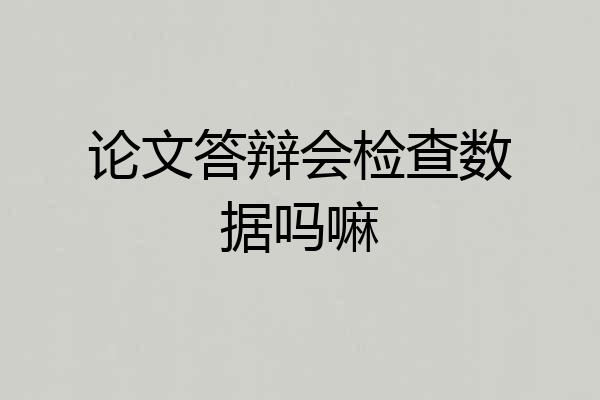 论文答辩会检查数据吗嘛
