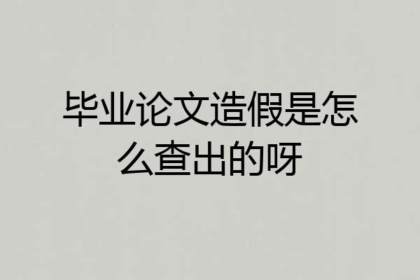 毕业论文造假是怎么查出的呀