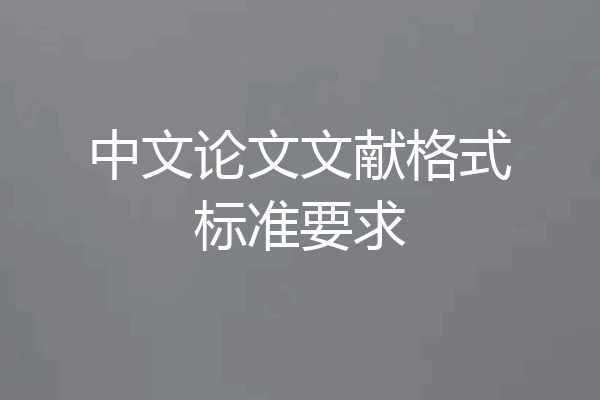 中文论文文献格式标准要求