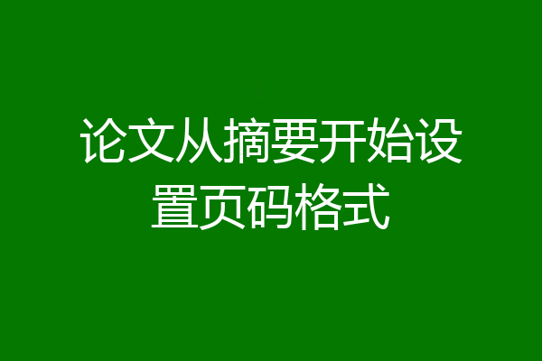 论文从摘要开始设置页码格式