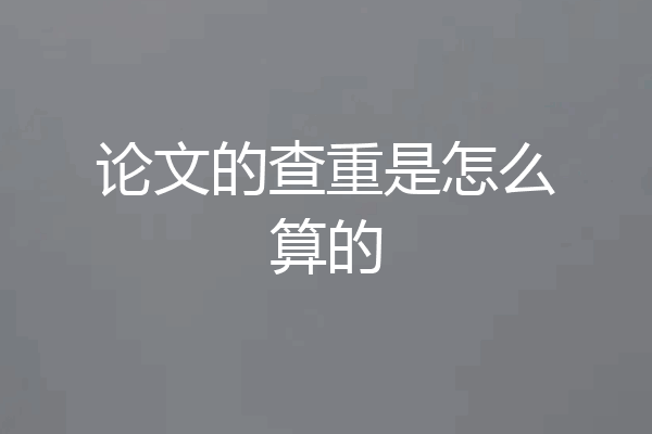 论文的查重是怎么算的